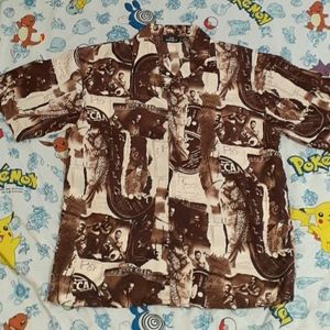 90s Black History Jazz City Impact All Over Print Button Up Shirt Vintage